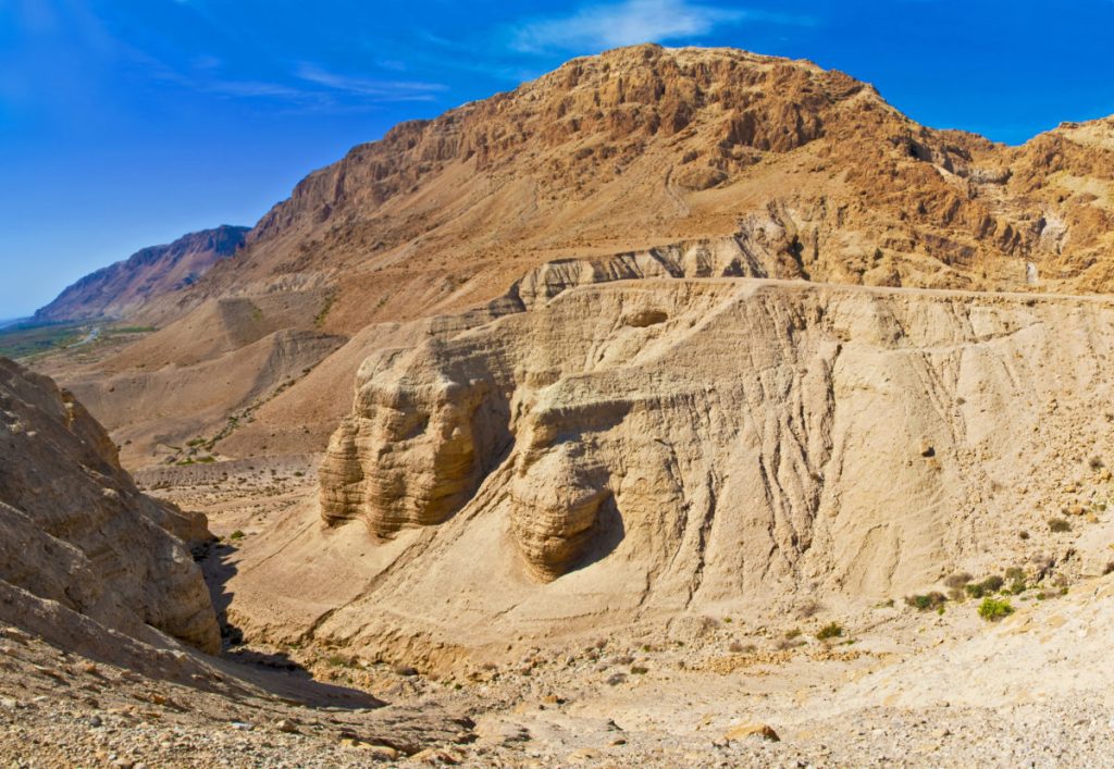 caves of Khirbet Qumran in the desert of Israel