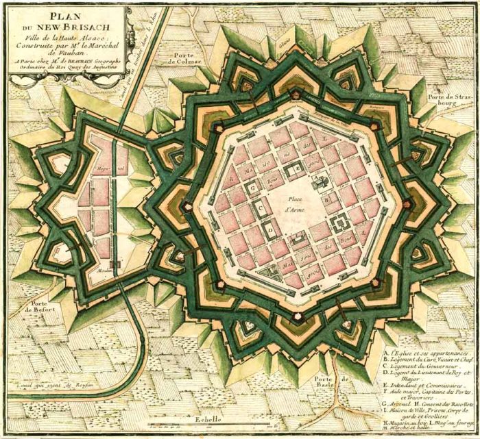 План города Неф-Бризах, построенного на Рейне по приказу Людовика XIV. (Public Domain)