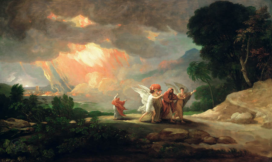 Лот и его семья бегут из Содома Benjamin West/Public Domain