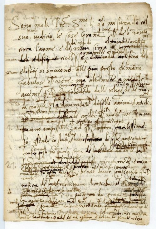 Письмо папе Льву X от Бальдассаре Кастильоне, 1519 г. Бумага, тушь. Государственный архив Мантуи, Италия. (Государственный архив Мантуи/Предоставлено Министерством наследия, культурной деятельности и туризма)