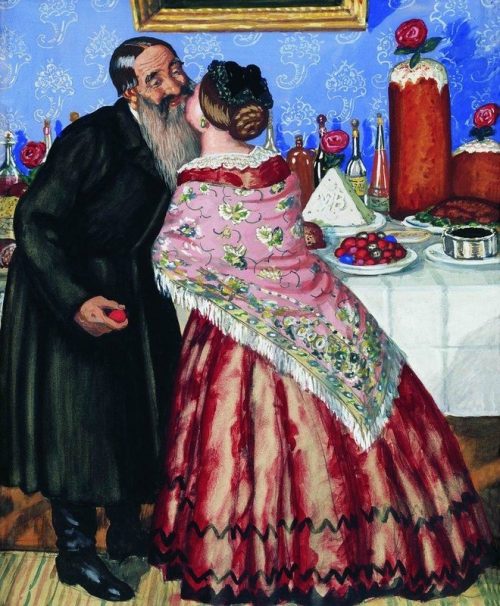 Борис Кустодиев «Христосование», 1916 год. (Фото: livejournal.com. Общественное достояние)