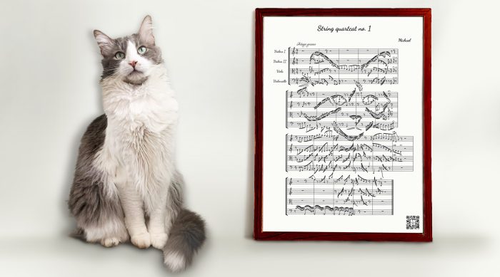 Кот Майкл и его «симпатичный» портрет. (Courtesy of Noam Oxman/@sympawnies/Sympawnies)