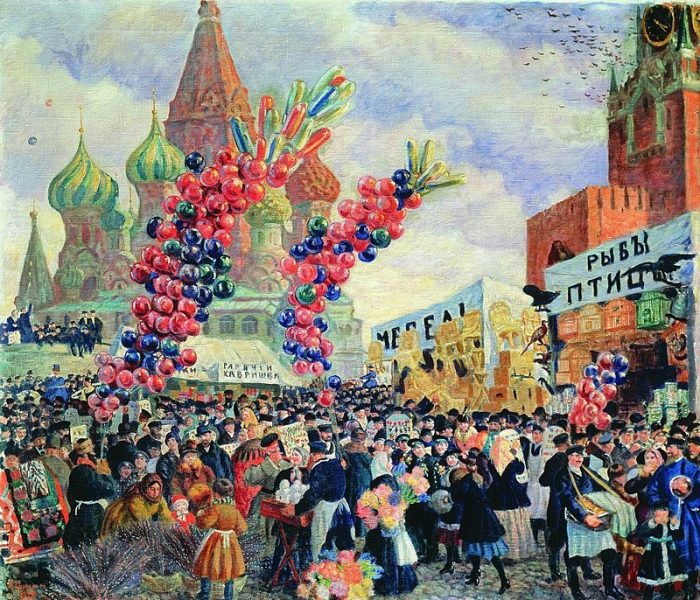 Борис Кустодиев «Вербный торг на Красной площади», 1917 год. (Фото: boriskustodiev.ru. Общественное достояние)