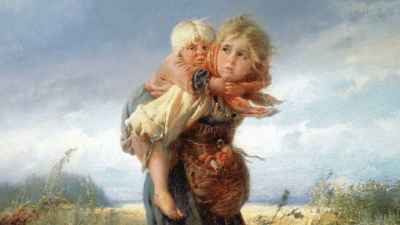 «Дети, бегущие от грозы», Холст, масло, 1872 год. К. Маковский. Фрагмент. (Фото: artchive.ru)
