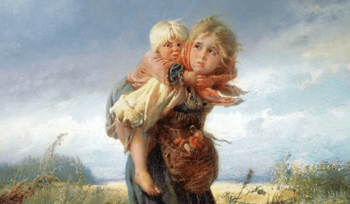 «Дети, бегущие от грозы», Холст, масло, 1872 год. К. Маковский. Фрагмент. (Фото: artchive.ru)
