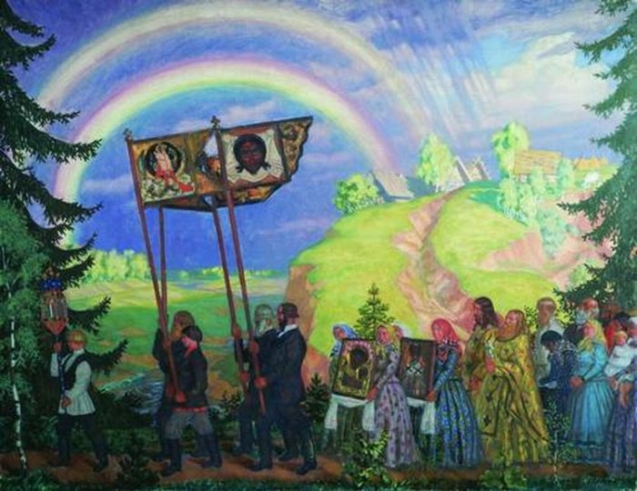 Борис Кустодиев «Крестный ход», 1915 год. (Фото: kustodiev-art.ru. Общественное достояние)