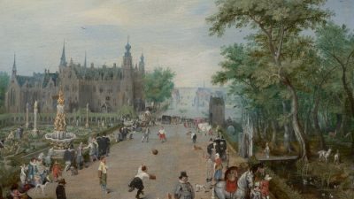 «Игра в гандбол на фоне загородного дворца», 1614 год, автор Адриан вандер Венн. Музей Гетти. (PublicDomain)