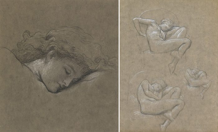 Эскизы головы и фигуры к «Пылающему июню» 1895 года Фредерика Лейтона. Центр обновления искусства. (Public Domain)