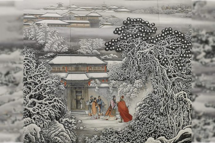 Несколько человек, одетых в слуг, пришли с подарками для учёного. (Lei Su via Dreamstime)