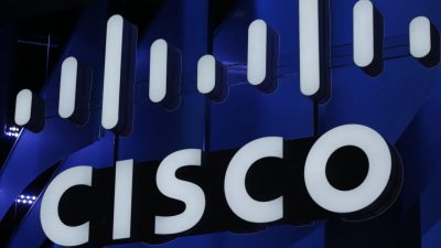 Логотип компании Cisco на Всемирном мобильном конгрессе (MWC) в Барселоне 26 февраля 2018 г. (PauBarrena/AFP viaGettyImages)