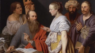 Учёный в своем кабинете с фигурами с масками, 1627 г., художник Виллем ван дер Влит. Масло, холст. Частная коллекция. (Public Domain)
