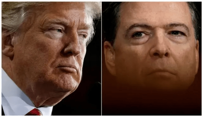 Кандидат в президенты Дональд Трамп (слева) и бывший директор ФБР Джеймс Коми на архивных фотографиях.  (Jonathan Ernst/Kevin Lamarque/Reuters)