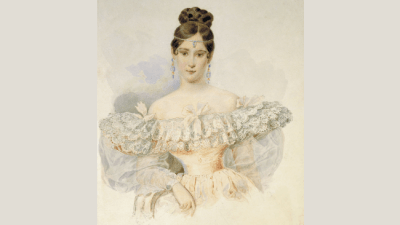 А. П. Брюллов. Портрет Н. Н. Пушкиной. Акварель, 1831—1832.  (Общественное достояние)
