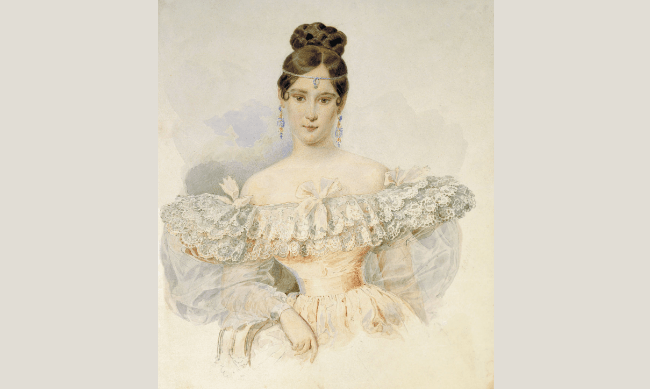 А. П. Брюллов. Портрет Н. Н. Пушкиной. Акварель, 1831—1832.  (Общественное достояние)
