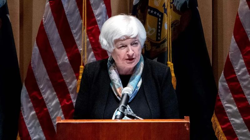 Министр финансов США Джанет Йеллен в штаб-квартире IRS в Вашингтоне 7 ноября 2023 года. (Stefani Reynolds/AFP via Getty Images)