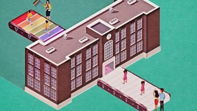 Гендерная идеология все больше проникает в учебные программы и внеклассные мероприятия государственных школ Америки, а также в социальные сети, что способствует росту гендерной дисфории среди детей. (Illustration by The Epoch Times, Shutterstock)