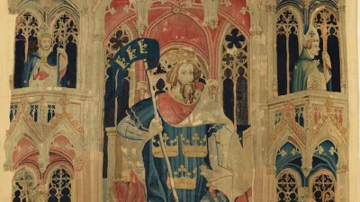 Фрагмент «Короля Артура» (из «Гобеленов Девяти Героев»), около 1400–1410, Южные Нидерланды. Клойстерс, Метрополитен-музей, Нью-Йорк. (Public Domain)