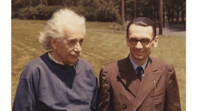 Альберт Эйнштейн и Курт Гёдель гуляют по саду Института перспективных исследований в Принстоне, 1948 год. (Shelby White and Leon Levy Archives Center, Institute for Advanced Study, Princeton USA)