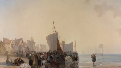 Ричард Паркес Бонингтон «Рыбный рынок близ Булони», 1824 год. Масло на холсте. Йельский центр британского искусства, Коннектикут. (Public Domain)