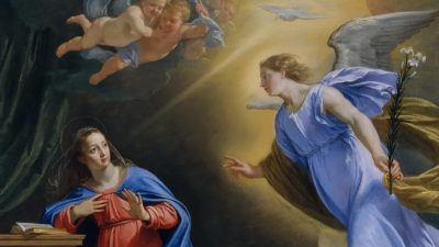 Фрагмент картины Филиппа де Шампеня «Благовещение», около 1644 года. Музей Метрополитен, Нью-Йорк. (Public Domain)
