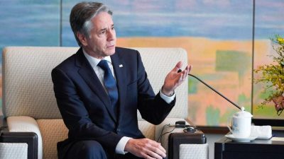 Государственный секретарь США Энтони Блинкен. (Mark Schiefelbein/POOL/AFP via Getty Images)