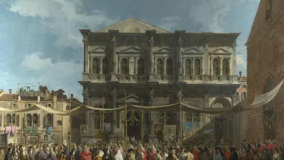 Фрагмент картины «Венеция: праздник Святого Роха», около 1735 г., Каналетто. Национальная галерея, Лондон. (Public Domain)