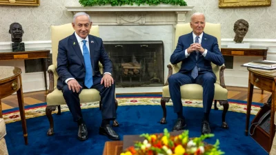 Президент США Джо Байден встречается с премьер-министром Израиля Биньямином Нетаньяху в Овальном кабинете Белого дома 25 июля 2024 года. (Jim Watson/AFP via Getty Images)