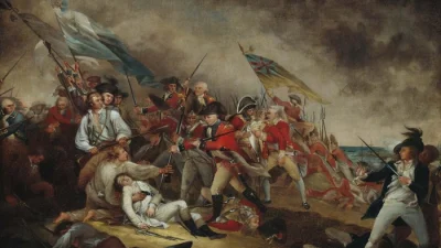 «Смерть генерала Уоррена в битве при Банкер-Хилл», 1786, Джон Трамбулл. Масло на холсте; 19,7 дюймов на 29,7 дюймов. Дар Хоуленда С. Уоррена, Музей изящных искусств Бостона. (Public Domain)