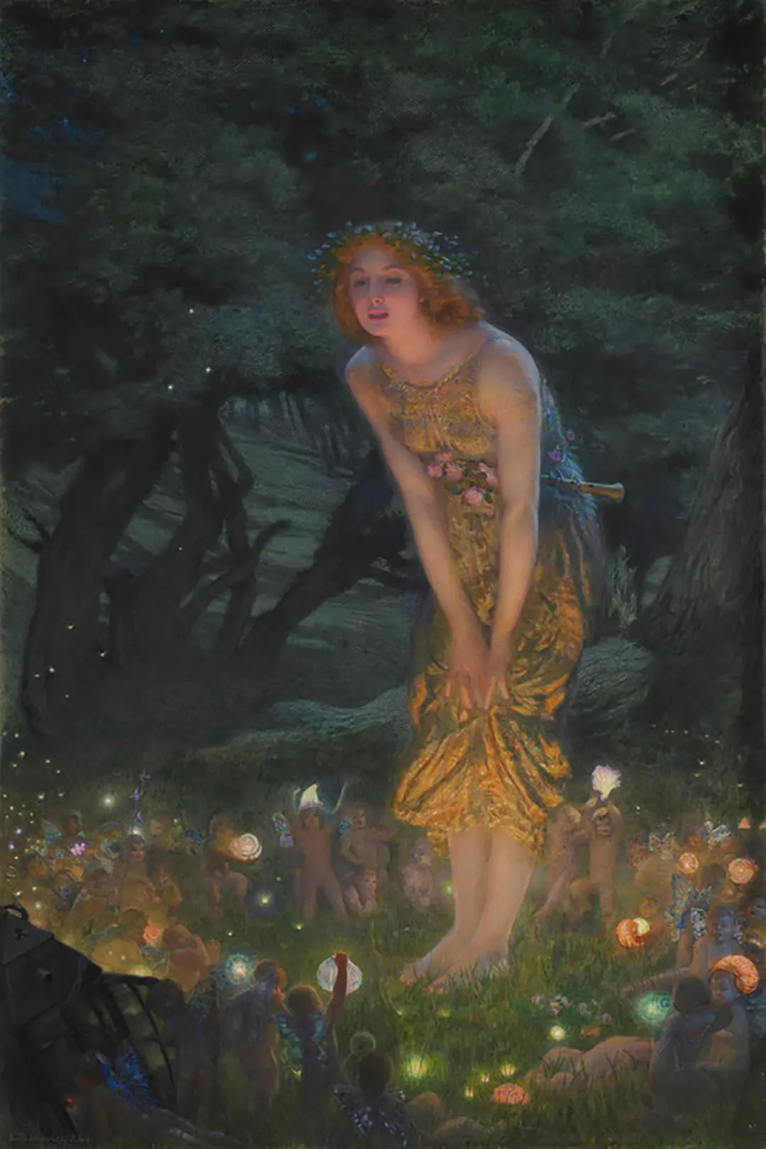 «Канун середины лета», 1851–1914, Эдвард Роберт Хьюз. Акварель с гуашью; 45 дюймов на 30 дюймов. (Public Domain)