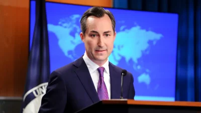 Представитель Госдепартамента Мэтью Миллер выступает на брифинге для прессы в Госдепартаменте в Вашингтоне 24 июля 2023 года. (Madalina Vasiliu/The Epoch Times)