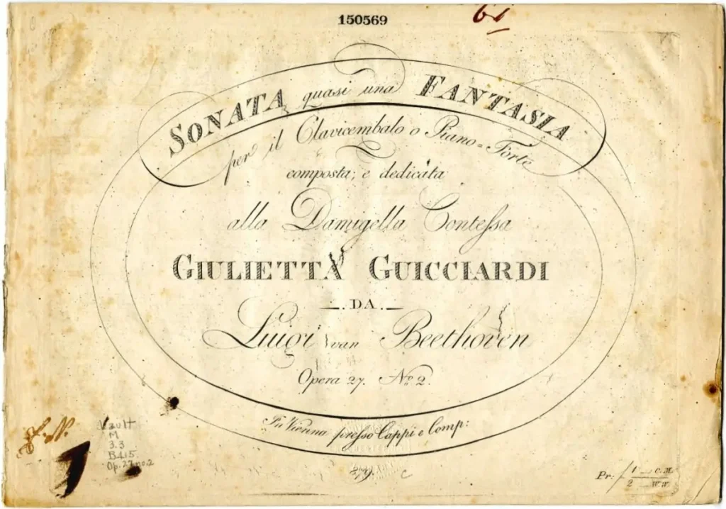 Титульный лист первого издания Сонаты для фортепиано № 14 (1802). (Public Domain)