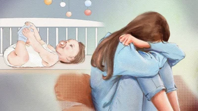 В послеродовой период до 85% молодых матерей испытывают ту или иную форму послеродовой хандры. (Illustration by Fei Meng)