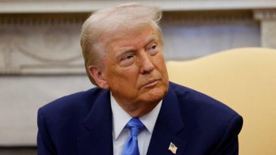 Президент Дональд Трамп в Вашингтоне 24 февраля 2025 года. (Ludovic Marin/Pool/AFP via Getty Images)