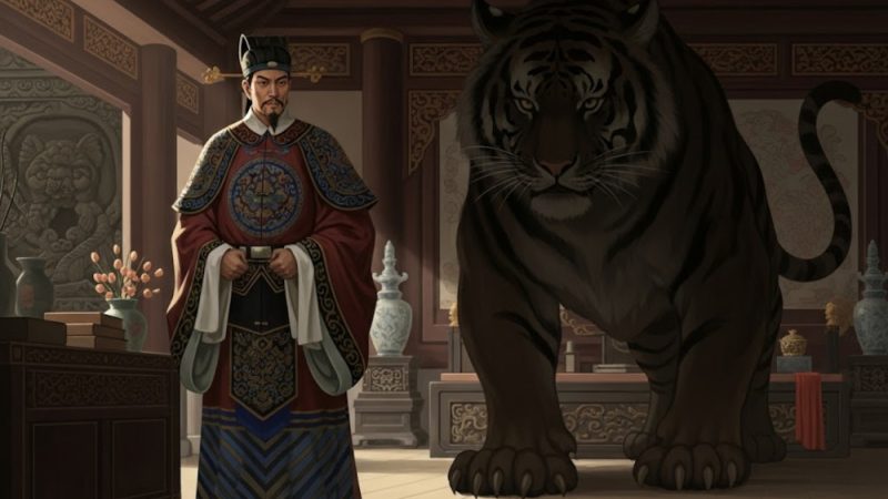 Китайская идиома «ударить тигра в зубы» описывает бесстрашную решимость, необходимую для того, чтобы бросить вызов сильному и опасному врагу. (Google Gemini)