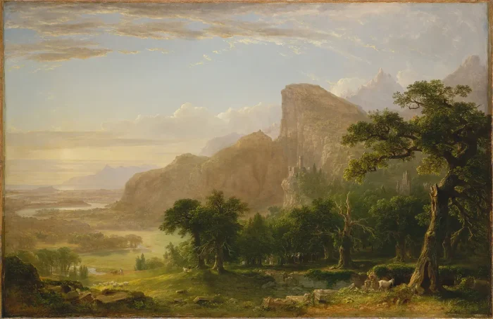 «Пейзаж — сцена из «Танатопсиса», 1850, Эшер Браун Дюран, масло, холст; 100 см на 155 см. Музей Метрополитен, Нью-Йорк. (Public Domain)