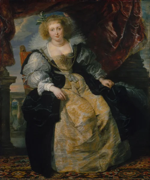 Портрет Елены Фоурмен в свадебном платье, около 1630–1631 годов, кисти Питера Пауля Рубенса. Масло, дубовая панель; 164,5×136 см. Старая пинакотека, Мюнхен, Германия. (Public Domain)