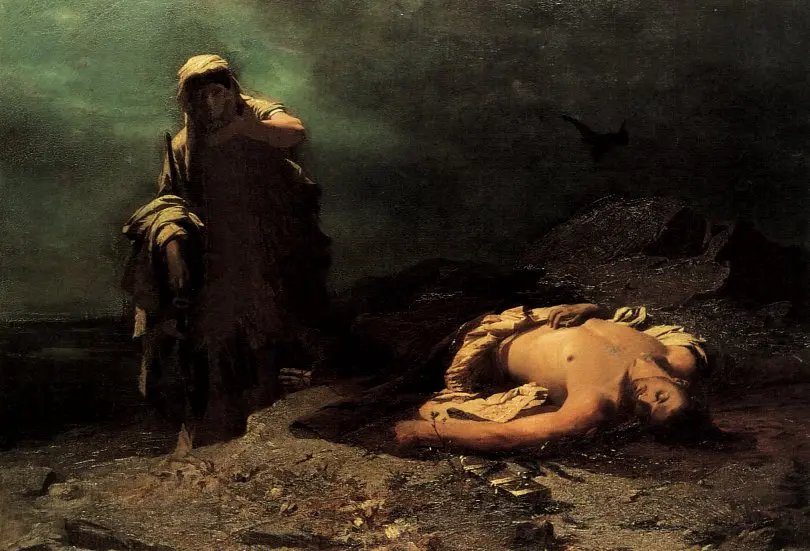 «Антигона перед мёртвым Полиником», 1865, Никифорос Литрас (Public Domain)