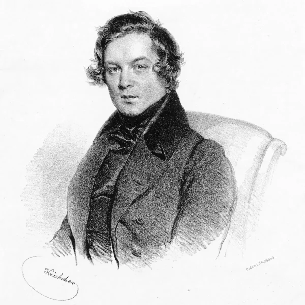 Портрет Роберта Шумана, 1839 год, Вена. Литография. (Public Domain)