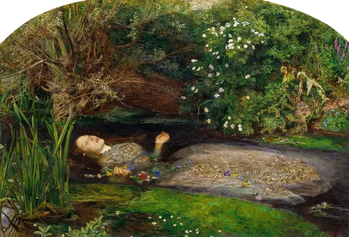 «Офелия», 1851 год, художник Джон Эверетт Милле. Масло, холст; 76 см на 112 см. Тейт Британия, Лондон. (Public Domain)