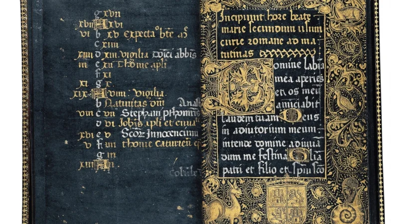 Чёрный часослов, около 1458 года, из Испании. Иллюстрированный манускрипт на пергаменте. Музей и библиотека Испанского общества, Нью-Йорк. (Public Domain)