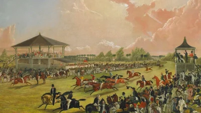 «Скачки в Джексонвилле, Алабама», 1841 год, картина У. С. Хеджеса. На скачках может произойти многое. (Public Domain)