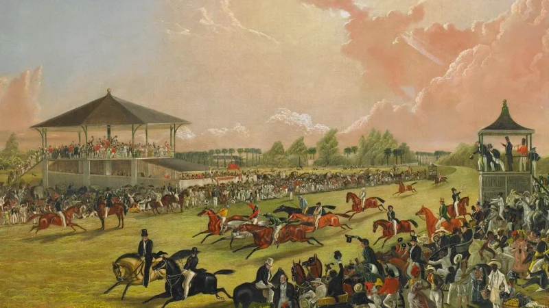 «Скачки в Джексонвилле, Алабама», 1841 год, картина У. С. Хеджеса. На скачках может произойти многое. (Public Domain)