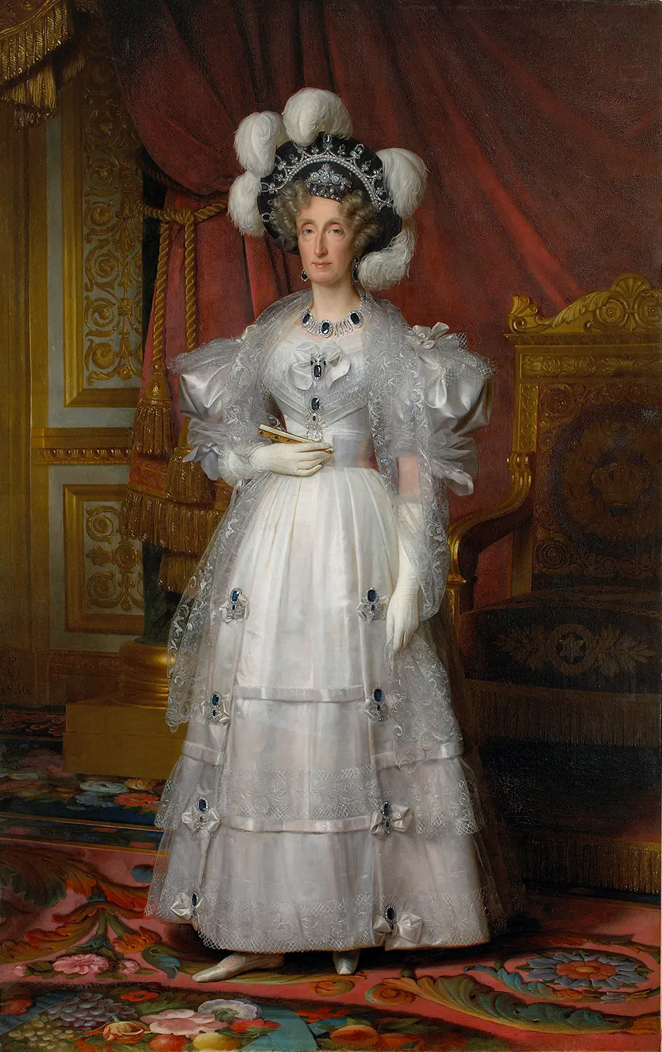 Портрет Марии-Амели де Бурбон, королевы Франции, 1836 год, работы Луи Эрсана. Масло, холст; 22,5 см x 16,5 см. Версальский дворец, Франция. (Public Domain)