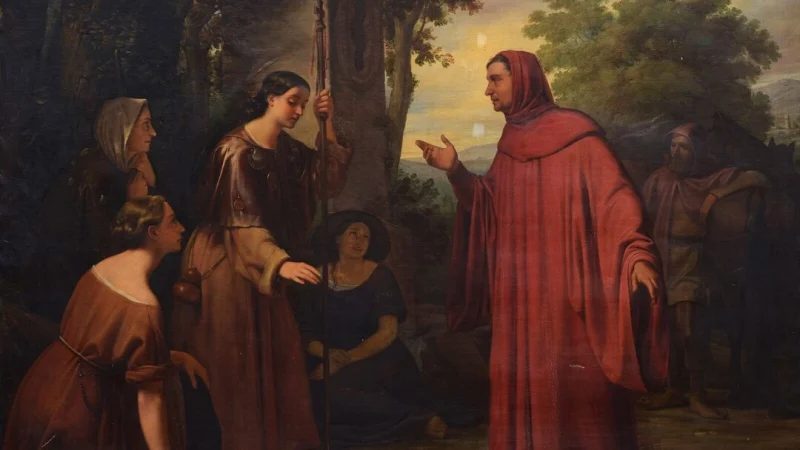 «Петрарка, путешествующий в Монтериво», 1839, Чезаре Мазини. Холст, масло; 143,5×193,5 см. (Public Domain)
