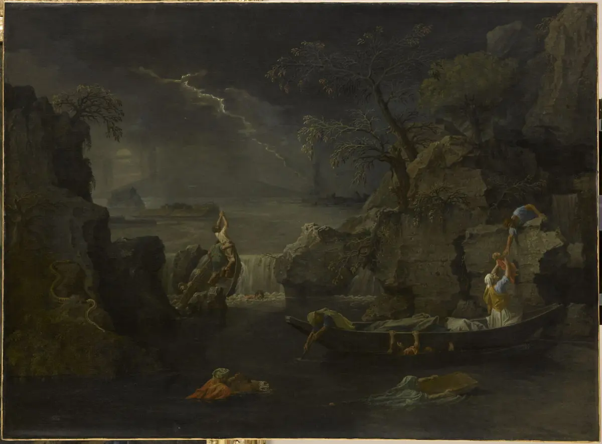 «Зима (Потоп)», 1660–1664, Никола Пуссен. 9 июля 1907 года неуравновешенный человек нанёс полотну семь ножевых ранений. Лувр, Париж. (Stéphane Maréchalle/Louvre Museum)