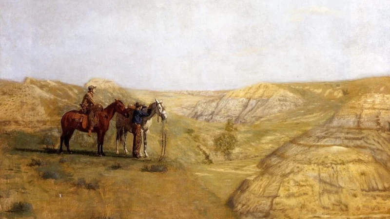 Теодор Рузвельт и целительная сила дикой природы «Ковбои в Бэдлендс», 1888 год, Томас Икинс. Время, проведённое Теодором Рузвельтом в Бэдлендс, помогло восстановить его сломленный дух. (Public Domain)