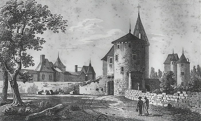 Замок Монтень – Иллюстрация Жана-Жерома Божана, примерно 1800 год. (Public domain)
