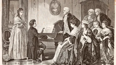 Гравюра с изображением Моцарта и Бетховена, 1787 год. (Public Domain)