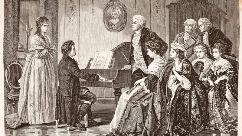 Гравюра с изображением Моцарта и Бетховена, 1787 год. (Public Domain)