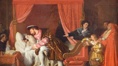 «Смерть Леонардо да Винчи», 1818 год, Жан-Огюст-Доминик Энгр. (Public Domain)